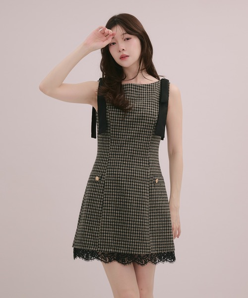 fupel(フぺル)の「check mini onepiece / チェックミニワンピース(ワンピース・レディース・ベージュ/グレー・FREE)」の15枚目の写真