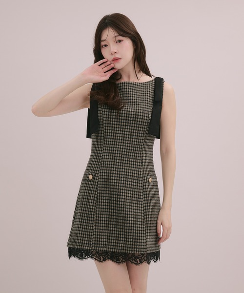 fupel(フぺル)の「check mini onepiece / チェックミニワンピース(ワンピース・レディース・ベージュ/グレー・FREE)」の16枚目の写真