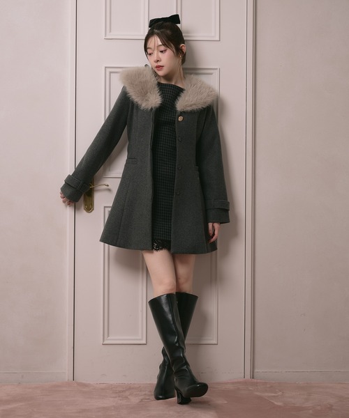 fupel(フぺル)の「check mini onepiece / チェックミニワンピース(ワンピース・レディース・ベージュ/グレー・FREE)」の4枚目の写真