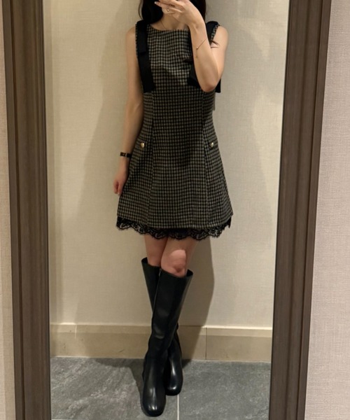 fupel(フぺル)の「check mini onepiece / チェックミニワンピース(ワンピース・レディース・ベージュ/グレー・FREE)」の7枚目の写真