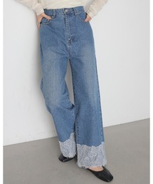 cheriella | 【cheriella】レースドッキングストレートデニムパンツ　LACE DOCKING STRAIGHT DENIM PANTS(デニムパンツ)
