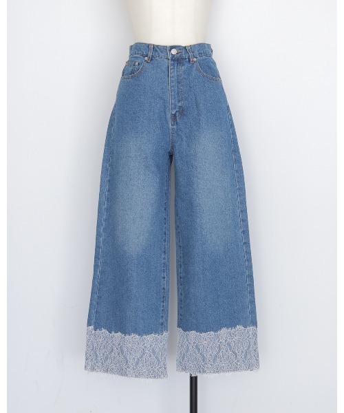 cheriella（シェリエラ）の「【cheriella】レースドッキングストレートデニムパンツ　LACE DOCKING STRAIGHT DENIM PANTS（デニムパンツ・レディース・ブラック/ブルー・FREE）」の18枚目の写真