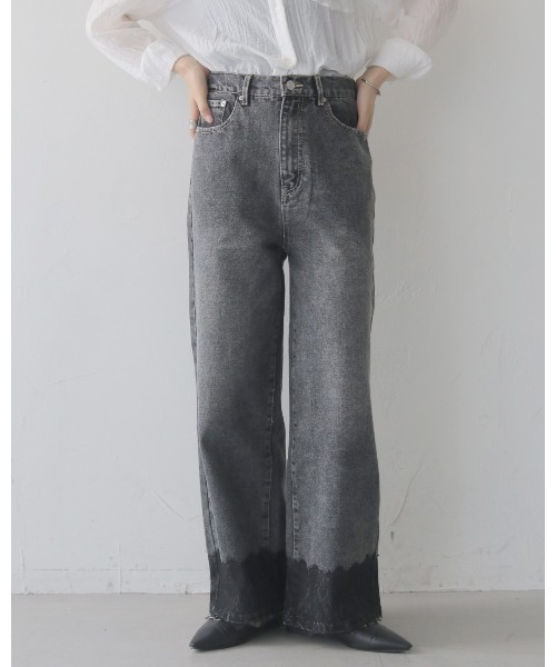 cheriella（シェリエラ）の「【cheriella】レースドッキングストレートデニムパンツ　LACE DOCKING STRAIGHT DENIM PANTS（デニムパンツ・レディース・ブラック/ブルー・FREE）」の6枚目の写真