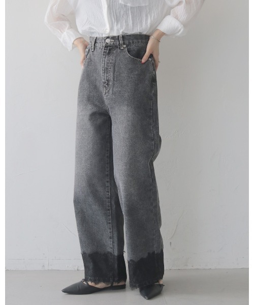 cheriella（シェリエラ）の「【cheriella】レースドッキングストレートデニムパンツ　LACE DOCKING STRAIGHT DENIM PANTS（デニムパンツ・レディース・ブラック/ブルー・FREE）」の7枚目の写真
