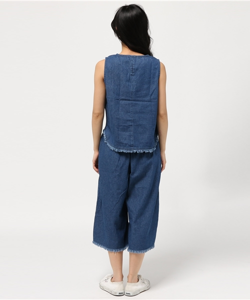 VENCEEXCHANGE（ヴァンスエクスチェンジ）の「デニムフリンジノースリセットアップ       （つなぎ/オールインワン・レディース・ブルー/ライトブルー・MEDIUM）」の5枚目の写真
