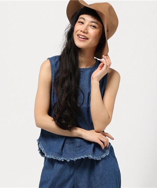 VENCEEXCHANGE（ヴァンスエクスチェンジ）の「デニムフリンジノースリセットアップ       （つなぎ/オールインワン・レディース・ブルー/ライトブルー・MEDIUM）」の6枚目の写真