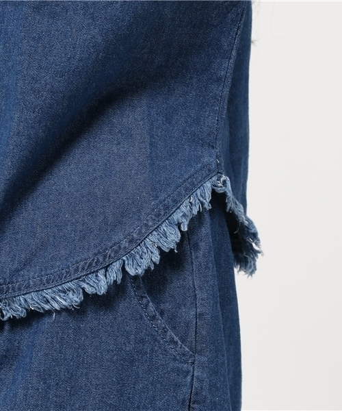VENCEEXCHANGE（ヴァンスエクスチェンジ）の「デニムフリンジノースリセットアップ       （つなぎ/オールインワン・レディース・ブルー/ライトブルー・MEDIUM）」の12枚目の写真