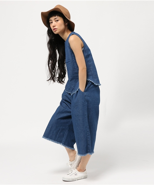 VENCEEXCHANGE（ヴァンスエクスチェンジ）の「デニムフリンジノースリセットアップ       （つなぎ/オールインワン・レディース・ブルー/ライトブルー・MEDIUM）」の16枚目の写真