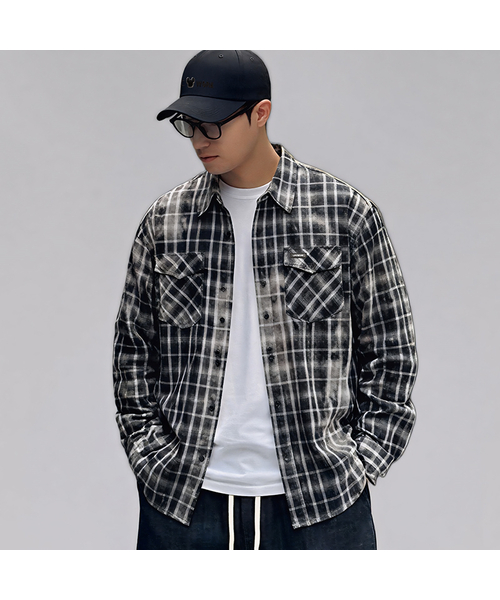 LIFE WORK（ライフワーク）の「ヴィンテージフェイドツーポケットチェックシャツ（シャツ/ブラウス・メンズ・スカイブルー/ネイビー/ブルー/PINK・MEDIUM/LARGE）」の3枚目の写真