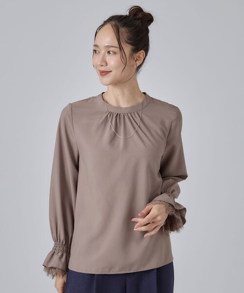 SHOO・LA・RUE(シューラルー)の「【S-LL/洗濯機可】お袖レースで華やぐ。フェミニンブラウス(シャツ/ブラウス・レディース・オフホワイト/ブラック/ブラウン系・04/03/02/01)」の18枚目の写真