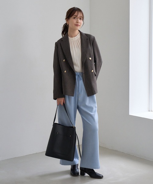 ROPE' PICNIC(ロペピクニック)の「パールボタン 上品見えギャザーブラウス キャンディースリーブ(シャツ/ブラウス・レディース・キナリ/ブラック系その他/オフホワイト/チャコールグレー・FREE)」の10枚目の写真