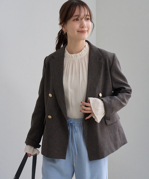 ROPE' PICNIC(ロペピクニック)の「パールボタン 上品見えギャザーブラウス キャンディースリーブ(シャツ/ブラウス・レディース・キナリ/ブラック系その他/オフホワイト/チャコールグレー・FREE)」の12枚目の写真