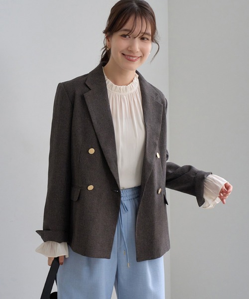 ROPE' PICNIC(ロペピクニック)の「パールボタン 上品見えギャザーブラウス キャンディースリーブ(シャツ/ブラウス・レディース・キナリ/ブラック系その他/オフホワイト/チャコールグレー・FREE)」の13枚目の写真