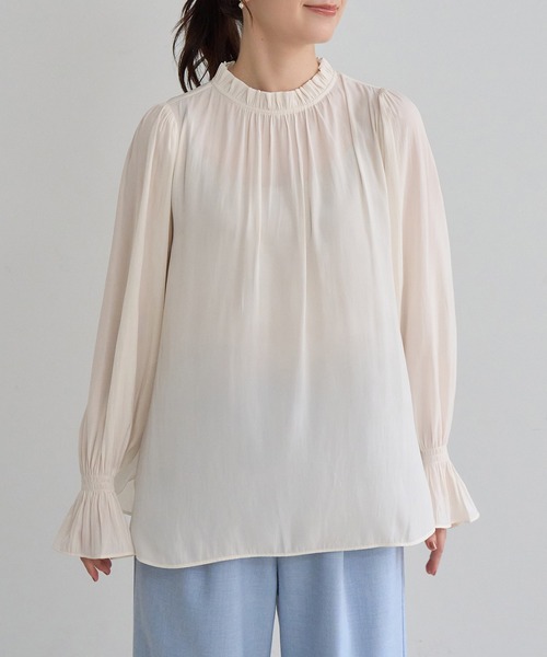 ROPE' PICNIC(ロペピクニック)の「パールボタン 上品見えギャザーブラウス キャンディースリーブ(シャツ/ブラウス・レディース・キナリ/ブラック系その他/オフホワイト/チャコールグレー・FREE)」の22枚目の写真