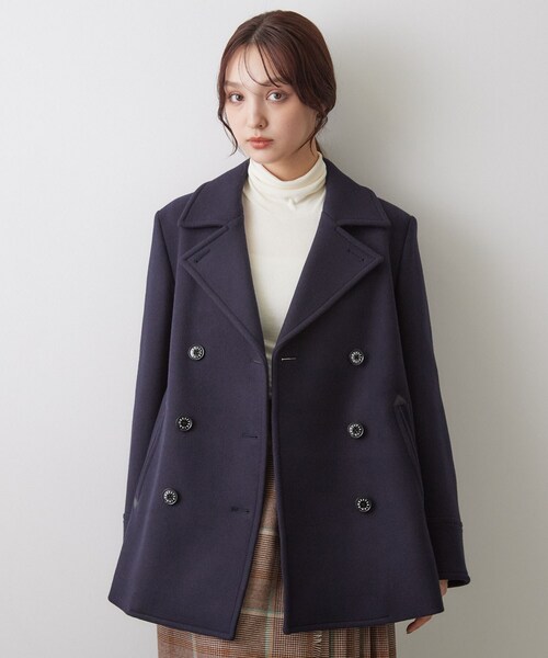 DRESSTERIOR(ドレステリア)の「Super140 AラインPコート(ピーコート・レディース・ネイビー/ダークグレー・34/38/36)」の1枚目の写真