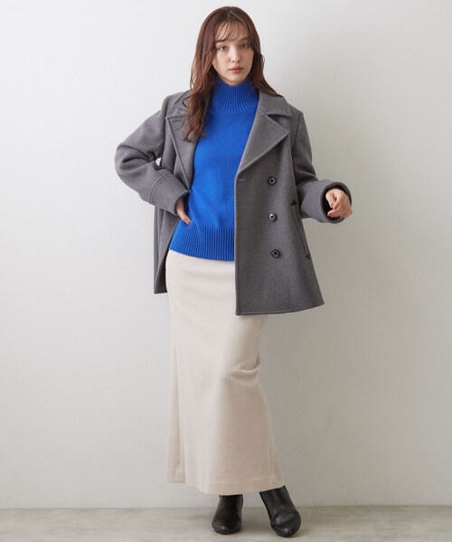 DRESSTERIOR(ドレステリア)の「Super140 AラインPコート(ピーコート・レディース・ネイビー/ダークグレー・34/38/36)」の6枚目の写真