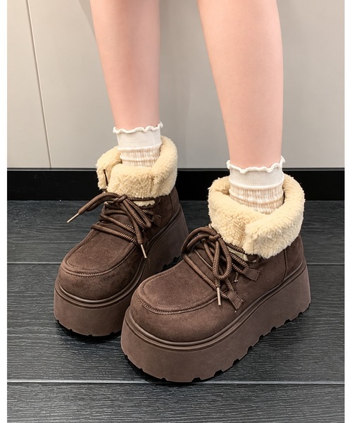 inst.ALL(インストール)の「ふわもこボア厚底ムートンショートブーツ(ブーツ・レディース・キャメル/モカ・24.5cm/24.0cm/23.5cm)」の2枚目の写真