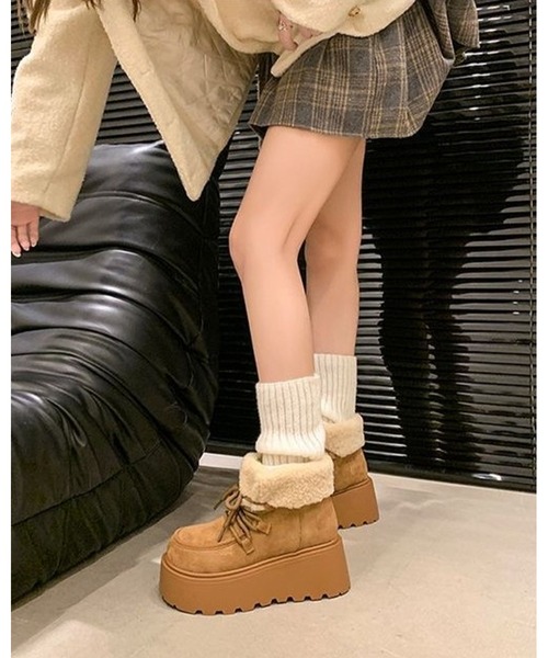 inst.ALL(インストール)の「ふわもこボア厚底ムートンショートブーツ(ブーツ・レディース・キャメル/モカ・24.5cm/24.0cm/23.5cm)」の4枚目の写真