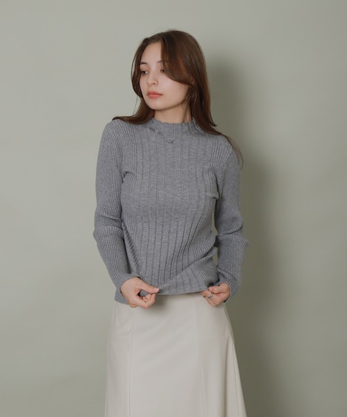 libelle more（リベル モア）の「ランダムリブボトルネックニット（ニット/セーター・レディース・ブルー/レッド/オフホワイト/ブラック/杢グレー・L/M）」の22枚目の写真