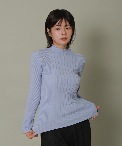 libelle more（リベル モア）の「ランダムリブボトルネックニット（ニット/セーター・レディース・ブルー/レッド/オフホワイト/ブラック/杢グレー・L/M）」の13枚目の写真