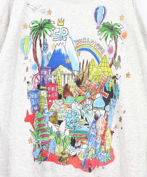 ScoLar（スカラー）の「163652：世界の名所柄 サイドファスナー付きプルオーバー（Tシャツ/カットソー・レディース・オートミール/ブラック/ブラウン・M）」の11枚目の写真