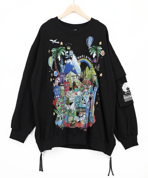 ScoLar（スカラー）の「163652：世界の名所柄 サイドファスナー付きプルオーバー（Tシャツ/カットソー・レディース・オートミール/ブラック/ブラウン・M）」の12枚目の写真