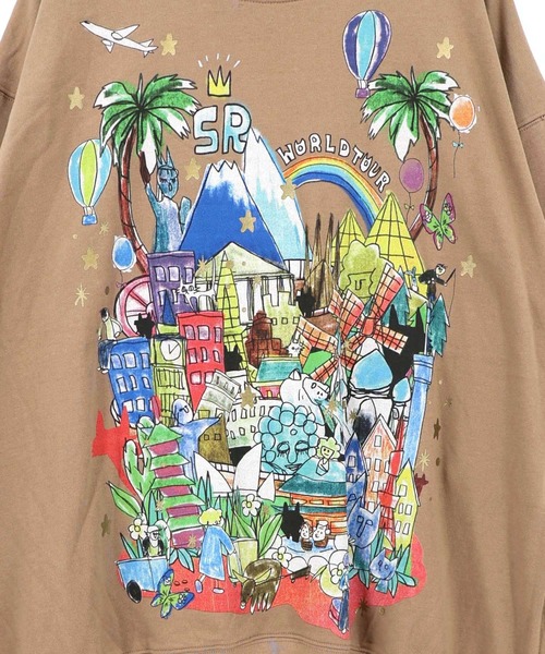 ScoLar（スカラー）の「163652：世界の名所柄 サイドファスナー付きプルオーバー（Tシャツ/カットソー・レディース・オートミール/ブラック/ブラウン・M）」の14枚目の写真