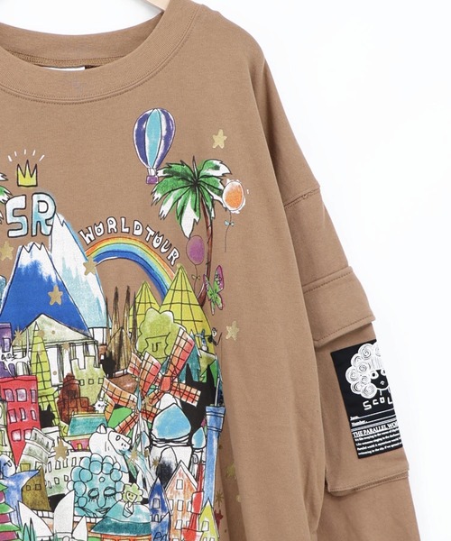ScoLar（スカラー）の「163652：世界の名所柄 サイドファスナー付きプルオーバー（Tシャツ/カットソー・レディース・オートミール/ブラック/ブラウン・M）」の16枚目の写真