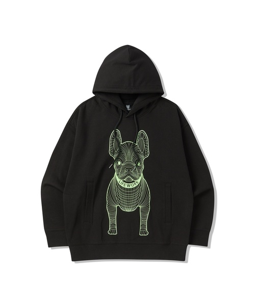 LIFE WORK(ライフワーク)の「共用) ビッグラドックプリントフードパーカー(パーカー・レディース・アイボリー/ブラック×ホワイト/ブラック×パープル/ブラック×グリーン・X-LARGE/X-SMALL/SMALL/MEDIUM/LARGE)」の1枚目の写真