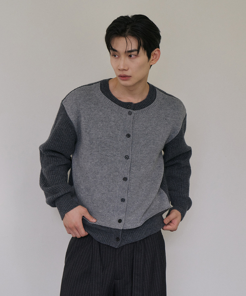 LAURANTSEOUL(ローランソウル)の「レイヤードウールニットカーディガン(チャコール)(カーディガン/ボレロ・レディース・チャコール・FREE)」の1枚目の写真