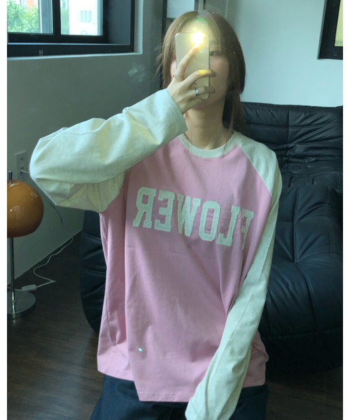 HAVISM(ヘビズム)の「FLOWER APLIQUE RAGLAN L/S TEE(PINK)(Tシャツ/カットソー・レディース・その他・FREE)」の3枚目の写真