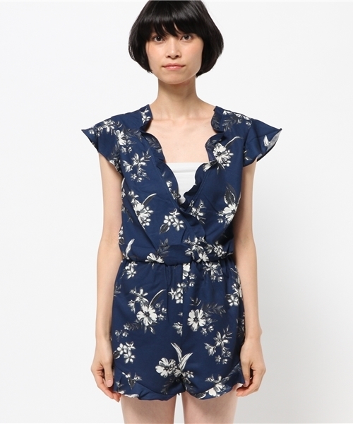 rienda（リエンダ）の「フラワーカシュクールロンパース（つなぎ 