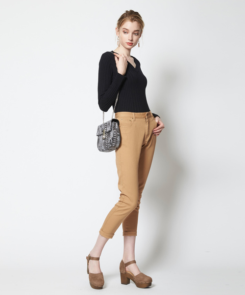 titivate（ティティベイト）の「ｽﾄﾚｯﾁ素材ﾃｰﾊﾟｰﾄﾞﾁﾉﾊﾟﾝﾂ（チノパンツ・レディース・ベージュ/ホワイト/ブラウン/ブラック・L/M/S）」の7枚目の写真