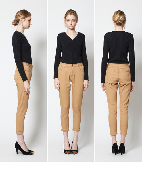 titivate（ティティベイト）の「ｽﾄﾚｯﾁ素材ﾃｰﾊﾟｰﾄﾞﾁﾉﾊﾟﾝﾂ（チノパンツ・レディース・ベージュ/ホワイト/ブラウン/ブラック・L/M/S）」の8枚目の写真