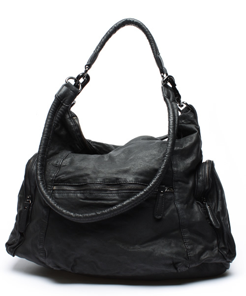 Isola D'Ischia ブラック ドラムバッグ 革製品 Isola D'Ischia