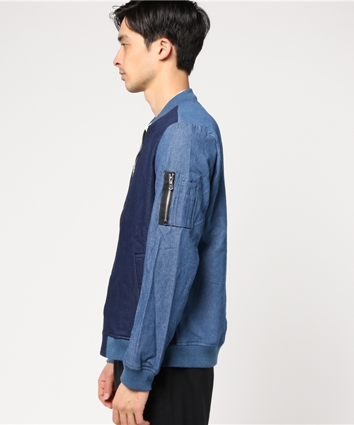 VENCEEXCHANGE（ヴァンスエクスチェンジ）の「デニム切り替えMA-1         （MA-1・メンズ・ブルー/ネイビー・MEDIUM/LARGE）」の3枚目の写真
