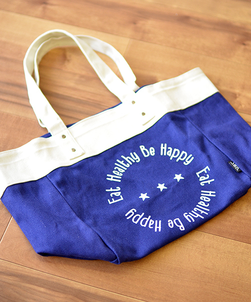 entre square(アントレスクエアー)の「Eat Healthy Be Happy トートバッグL ネイビー(トートバッグ・レディース・ネイビー・ONE SIZE)」の5枚目の写真