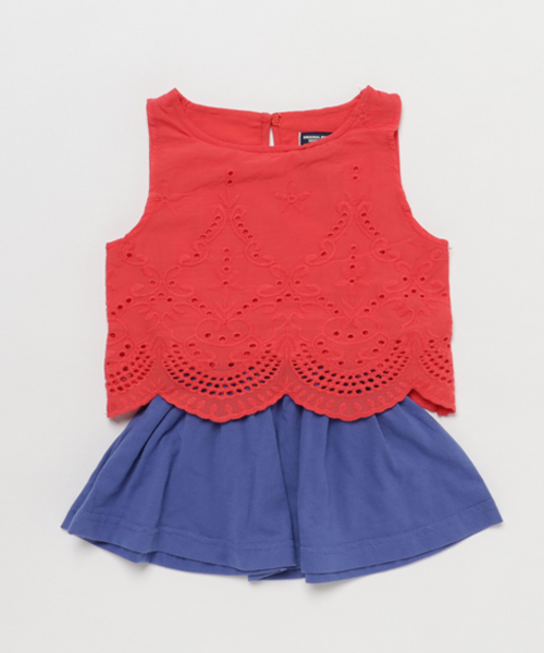 RUGGEDWORKS（ラゲッドワークス）の「レース刺繍ドッキングワンピース（ワンピース・キッズ・オフホワイト/ネイビー/レッド・100cm/120cm/90cm/80ｃｍ/130cm/140cm/110cm）」の3枚目の写真