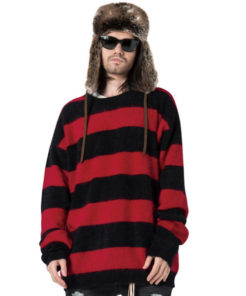 glamb（グラム）の「Fluff knit（ニット/セーター・メンズ・ブラック×ホワイト/マスタード/ブルー/ブラック/ブラック×レッド/グレー系その他・1/2/0/3/4）」の13枚目の写真