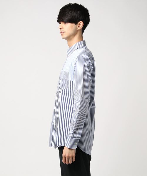 ◆ jipijapa ヒピハパ 切替　チェック ストライプシャツ　2 美品