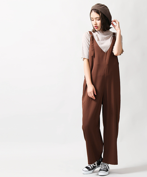 WEGO(ウィゴー)の「WEGO/Vネックオールインワン(つなぎ/オールインワン・レディース・ブラウン/ブラック・FREE)」の13枚目の写真