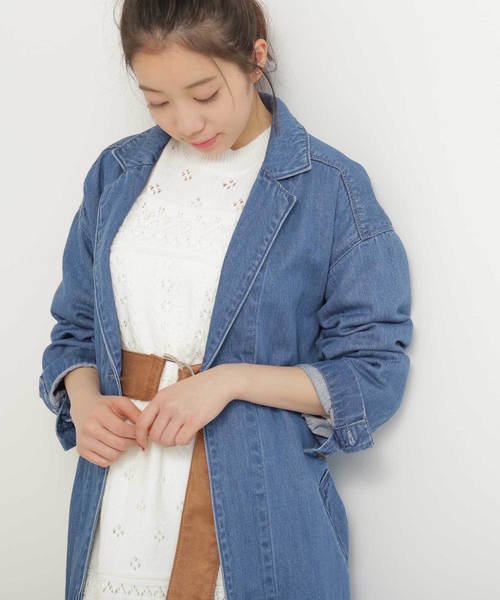 FREE'S MART(フリーズマート)の「デニムガウンコート(その他アウター・レディース・ブルー系その他/ダークネイビー・FREE)」の3枚目の写真