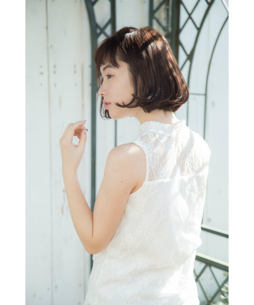 OLIVE des OLIVE（オリーブデオリーブ）の「[再入荷!] プチハイ レースインナー（タンクトップ・レディース・ブラック/オフホワイト・FREE）」の4枚目の写真