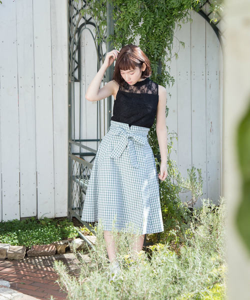OLIVE des OLIVE（オリーブデオリーブ）の「[再入荷!] プチハイ レースインナー（タンクトップ・レディース・ブラック/オフホワイト・FREE）」の10枚目の写真