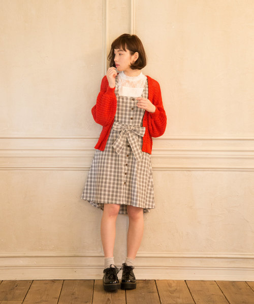 OLIVE des OLIVE（オリーブデオリーブ）の「[再入荷!] プチハイ レースインナー（タンクトップ・レディース・ブラック/オフホワイト・FREE）」の5枚目の写真