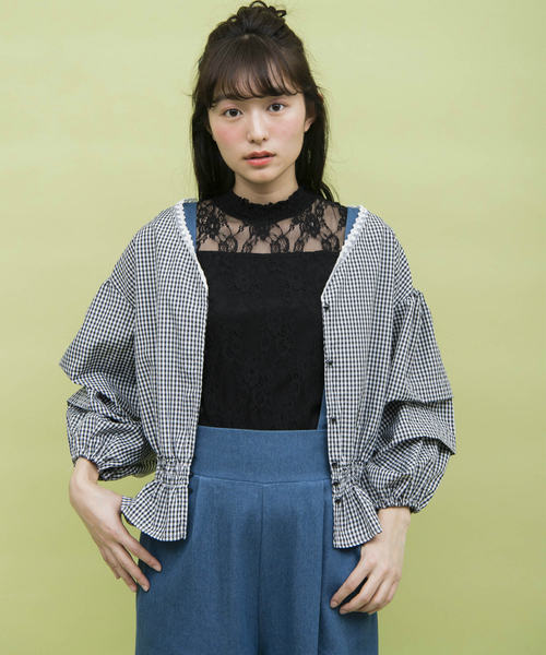 OLIVE des OLIVE（オリーブデオリーブ）の「[再入荷!] プチハイ レースインナー（タンクトップ・レディース・ブラック/オフホワイト・FREE）」の13枚目の写真