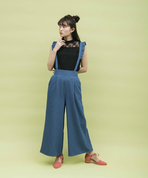 OLIVE des OLIVE（オリーブデオリーブ）の「[再入荷!] プチハイ レースインナー（タンクトップ・レディース・ブラック/オフホワイト・FREE）」の8枚目の写真