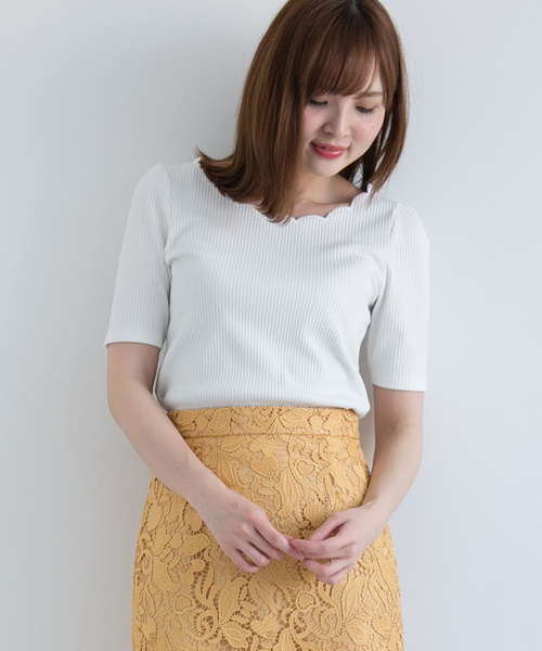 PROPORTION BODY DRESSING(プロポーションボディドレッシング)の「スカラカットソー(Tシャツ/カットソー・レディース・ブラック/ホワイト/ダークネイビー/レッド・2/3)」の1枚目の写真