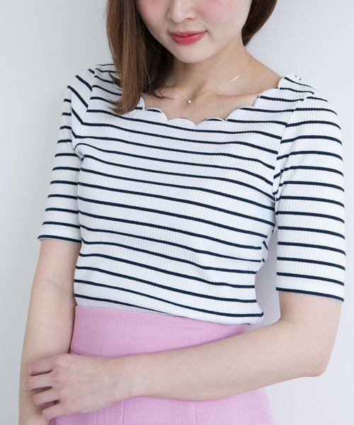 PROPORTION BODY DRESSING(プロポーションボディドレッシング)の「スカラカットソー(Tシャツ/カットソー・レディース・ブラック/ホワイト/ダークネイビー/レッド・2/3)」の9枚目の写真