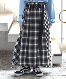 w closet | チェック柄パネル切替ロングスカート_(スカート)